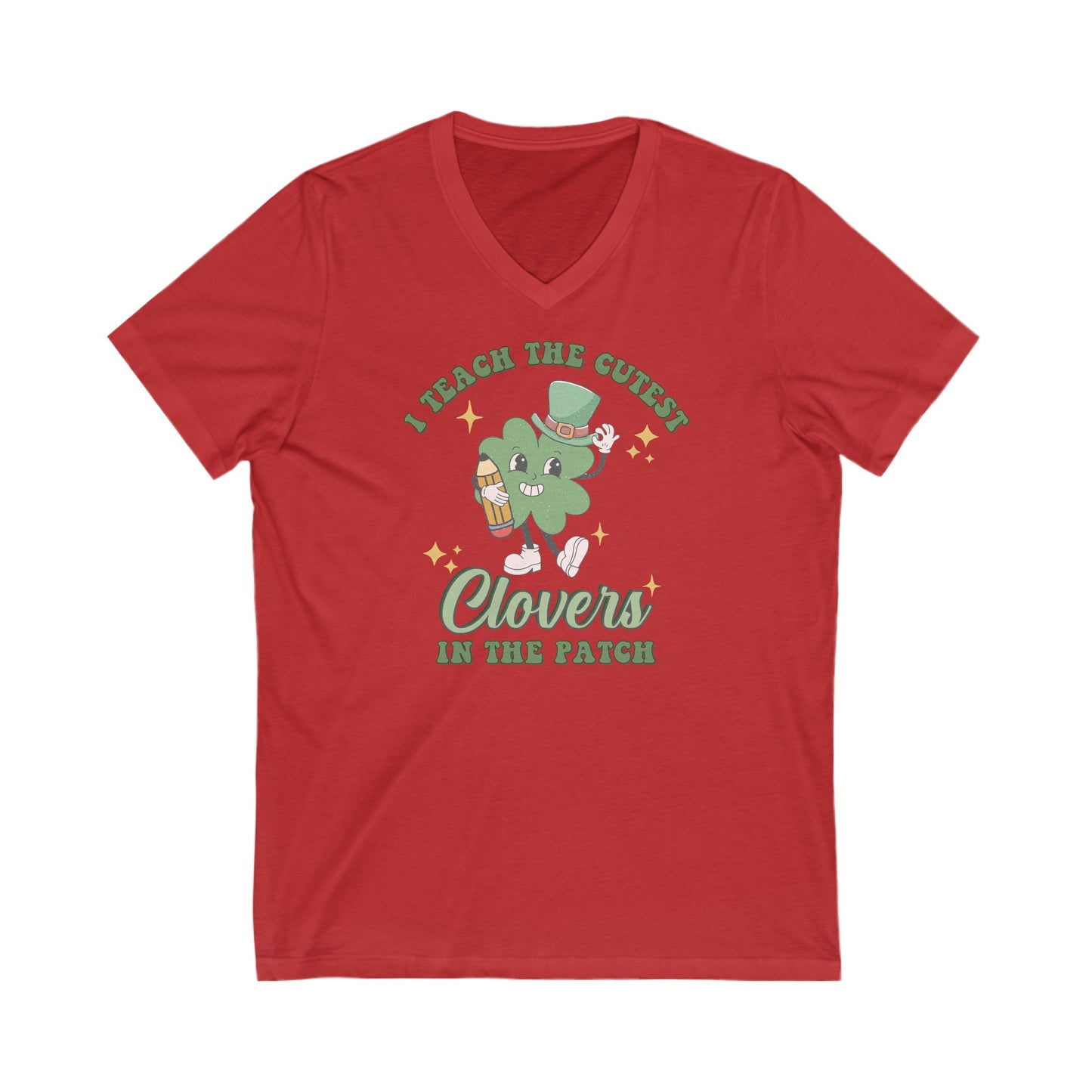 I Teach the Cutest Clovers - Unisex Jersey Short Sleeve V-Neck Tee
