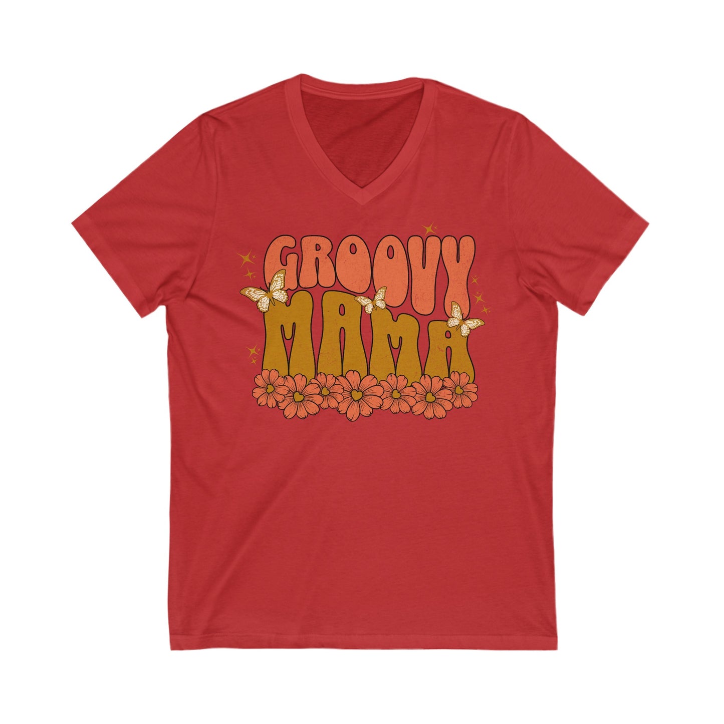 Groovy Mama - Unisex Jersey Short Sleeve V-Neck Tee
