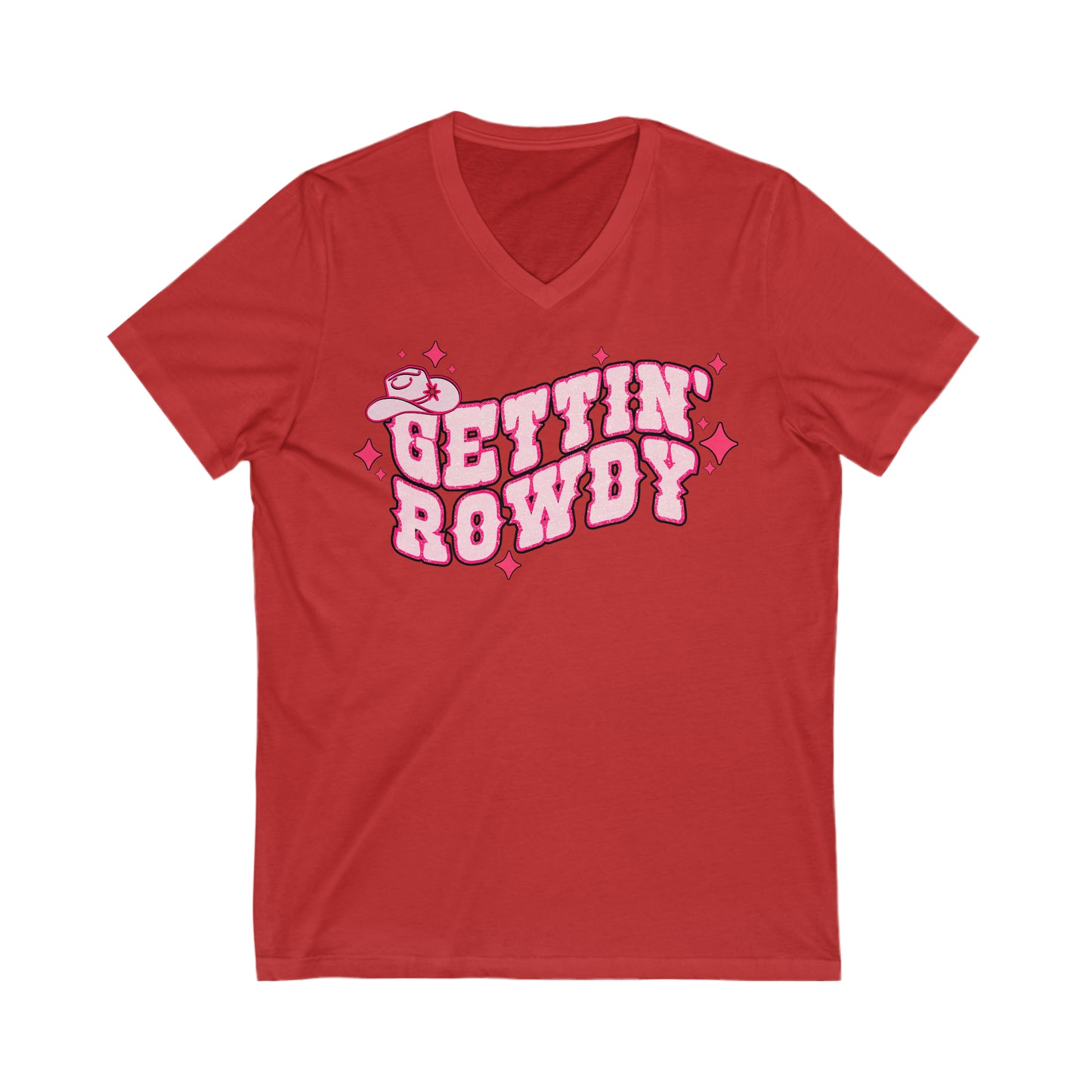 Gettin’ Rowdy - Unisex Jersey Short Sleeve V-Neck Tee