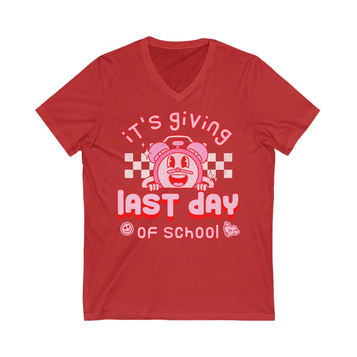 It's Giving Last Day of School - Unisex Jersey Short Sleeve V-Neck Tee