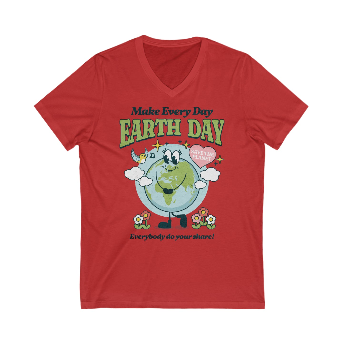 Earth Day - Unisex Jersey Short Sleeve V-Neck Tee
