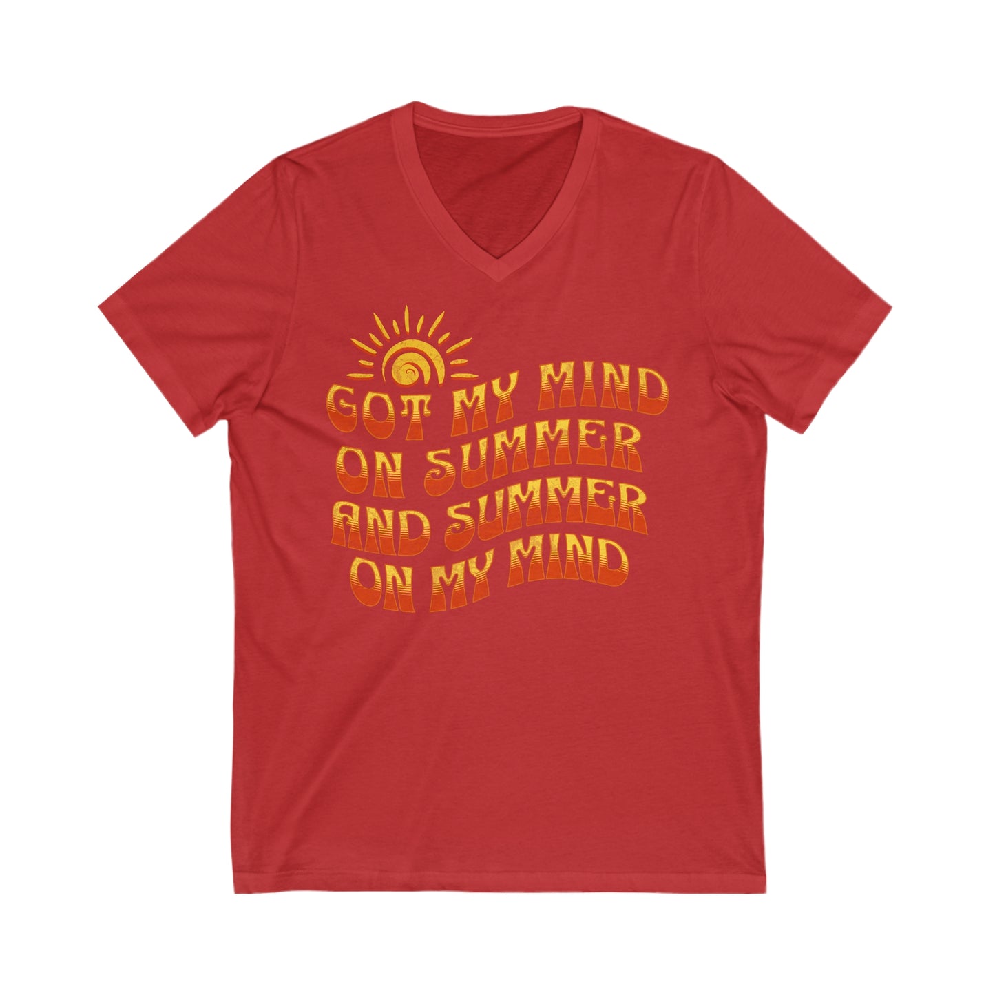 Got My Mind On Summer and Summer On My Mind - Unisex Jersey Short Sleeve V-Neck Tee