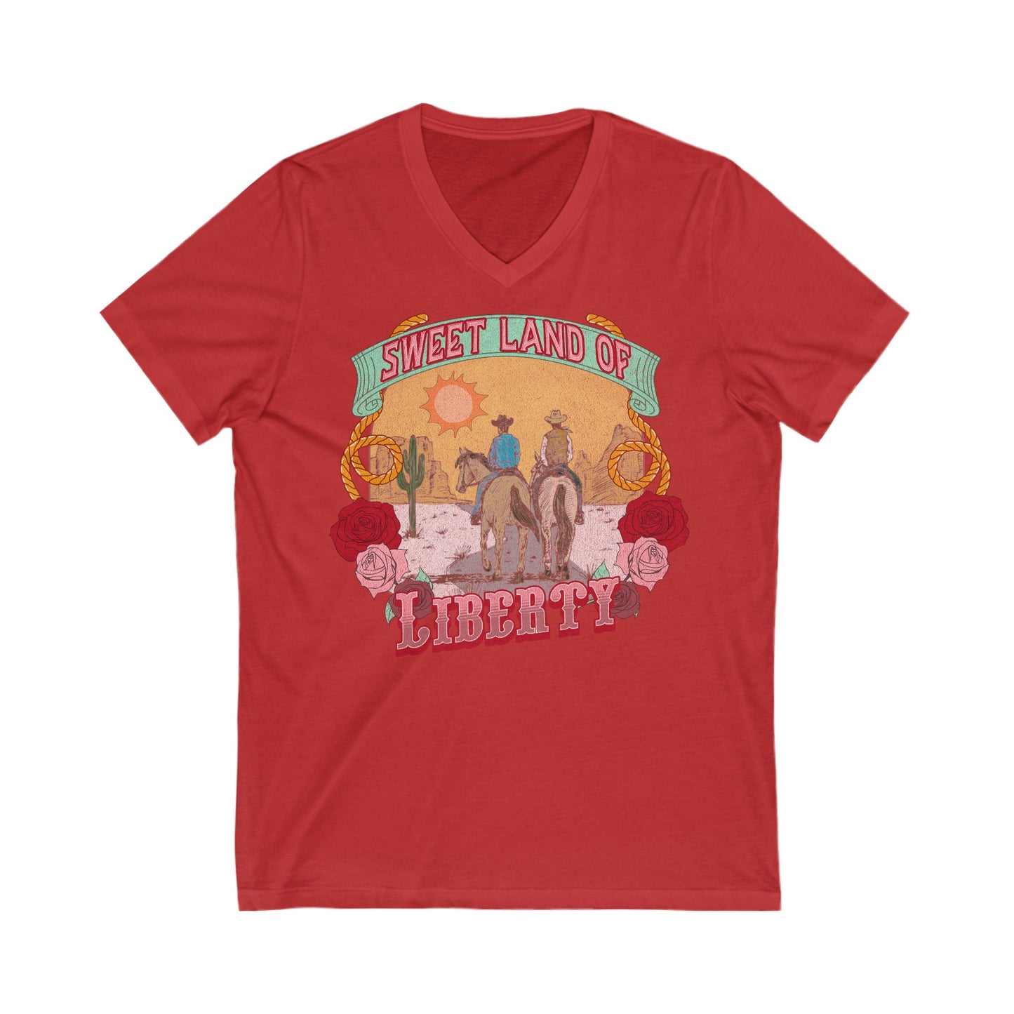 Sweet Land of Liberty - Unisex Jersey Short Sleeve V-Neck Tee