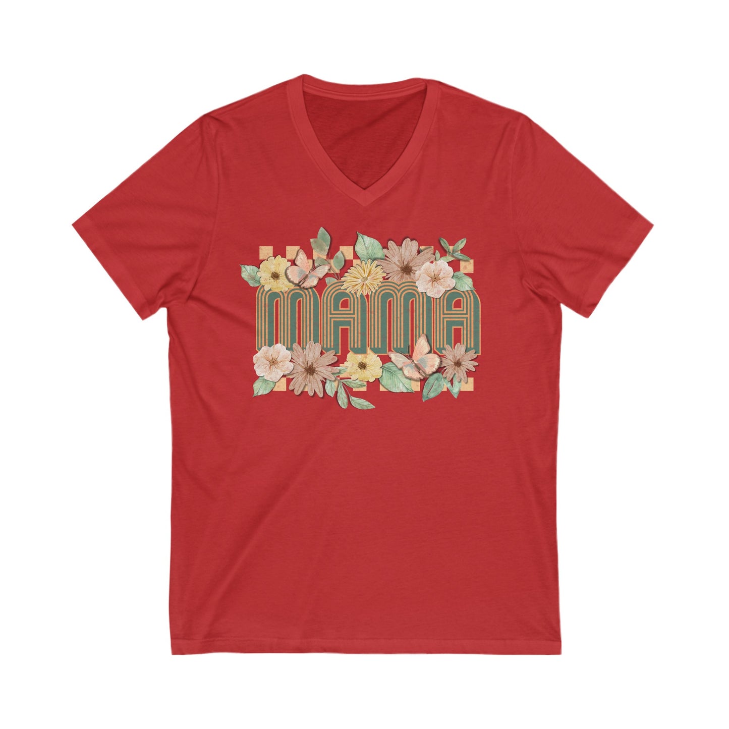 Mama Floral - Unisex Jersey Short Sleeve V-Neck Tee