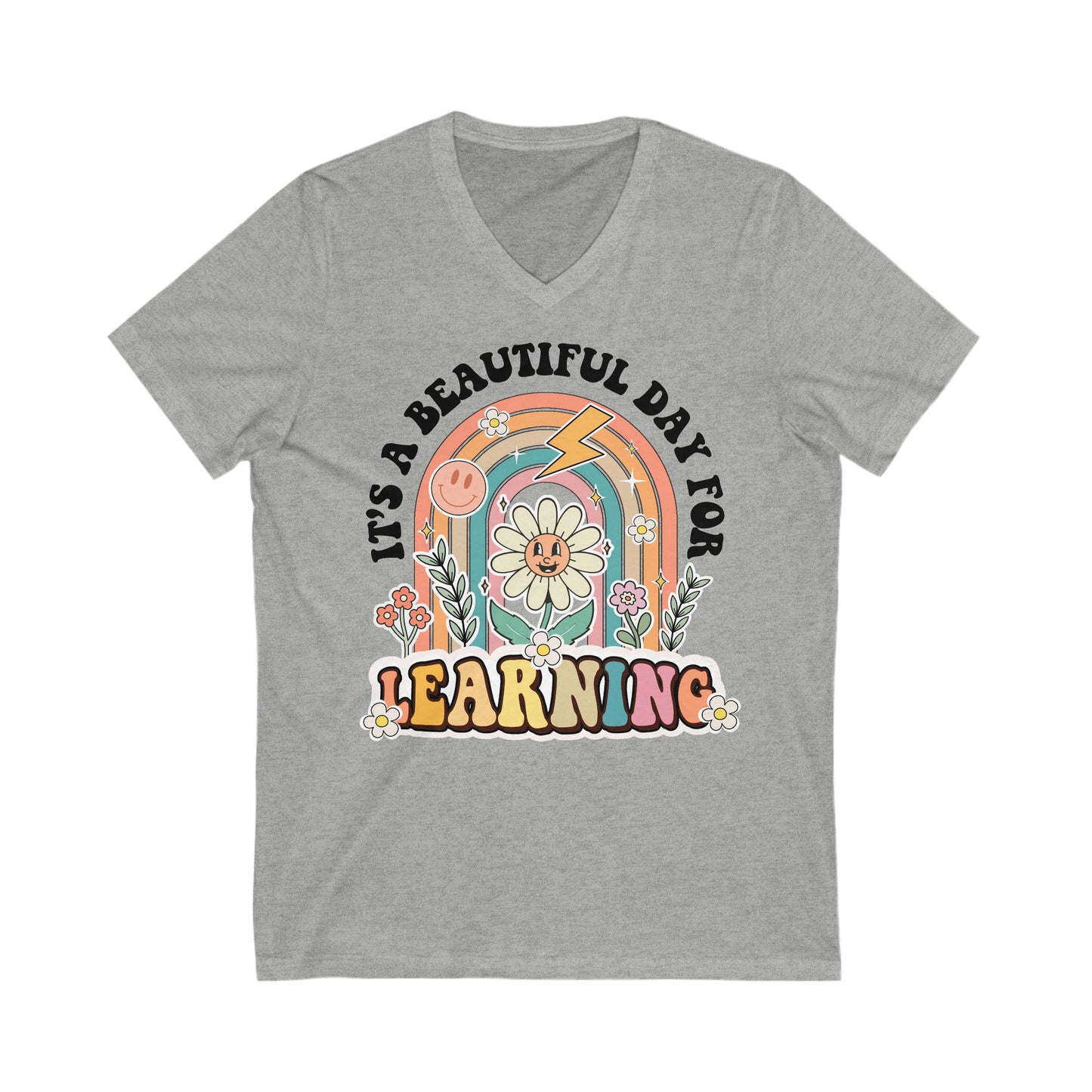 It’s a Beautiful Day for Learning - Unisex Jersey Short Sleeve V-Neck Tee