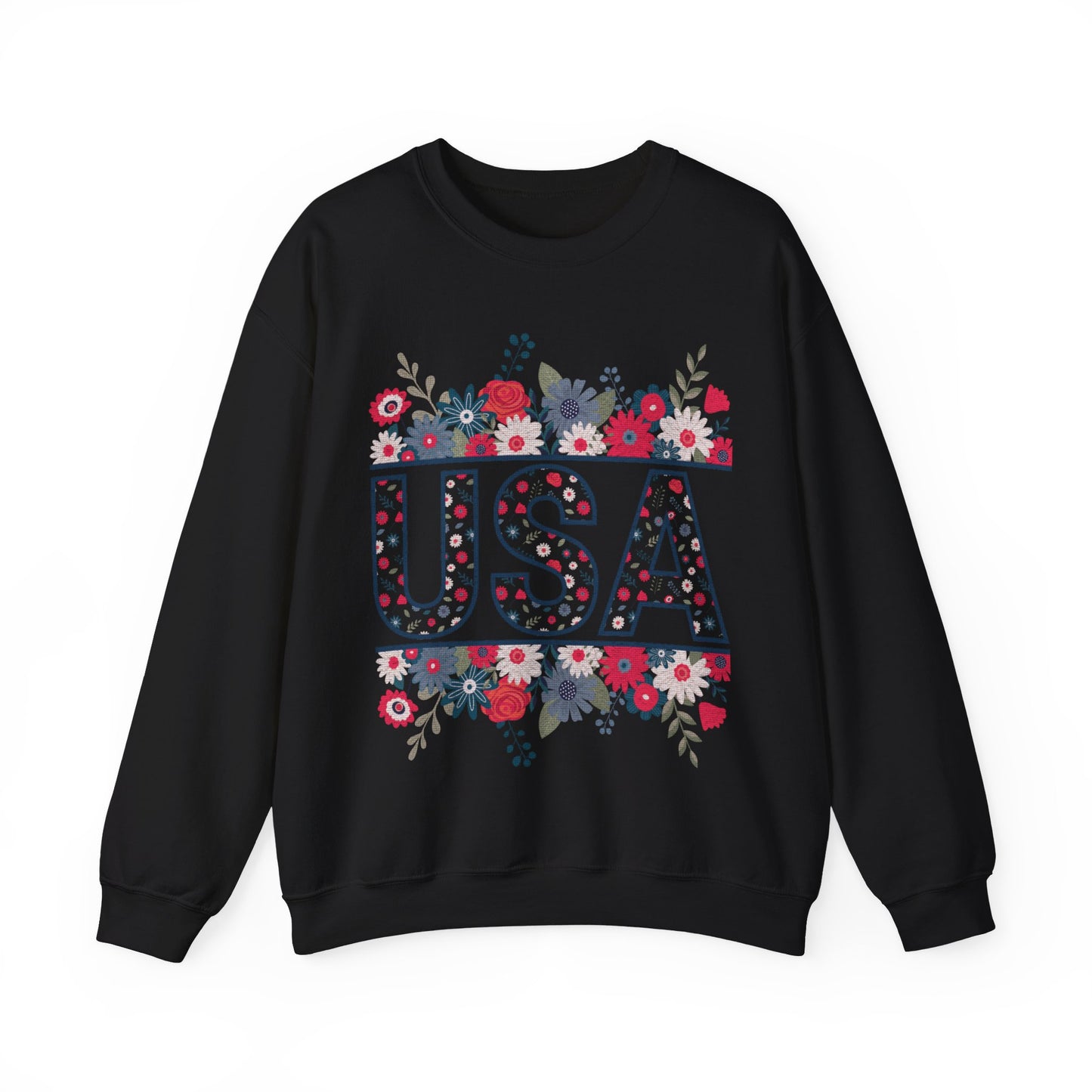 USA Floral - Unisex Heavy Blend™ Crewneck Sweatshirt