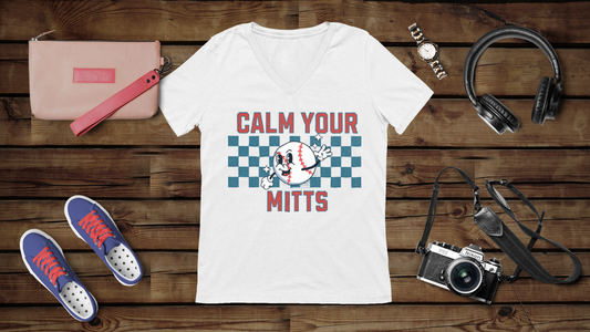 Calm Your Mitts - Unisex Jersey Short Sleeve V-Neck Tee