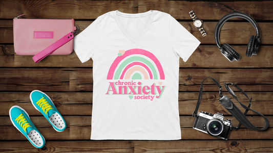 Chronic Anxiety Society - Unisex Jersey Short Sleeve V-Neck Tee