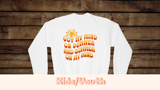 Got My Mind on Summer and Summer on My Mind - Youth Crewneck Sweatshirt