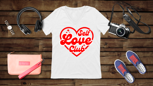 Self Love Club - Unisex Jersey Short Sleeve V-Neck Tee