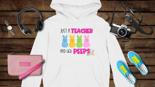 Just a Teacher and Her Peeps - Unisex Heavy Blend™ Hooded Sweatshirt