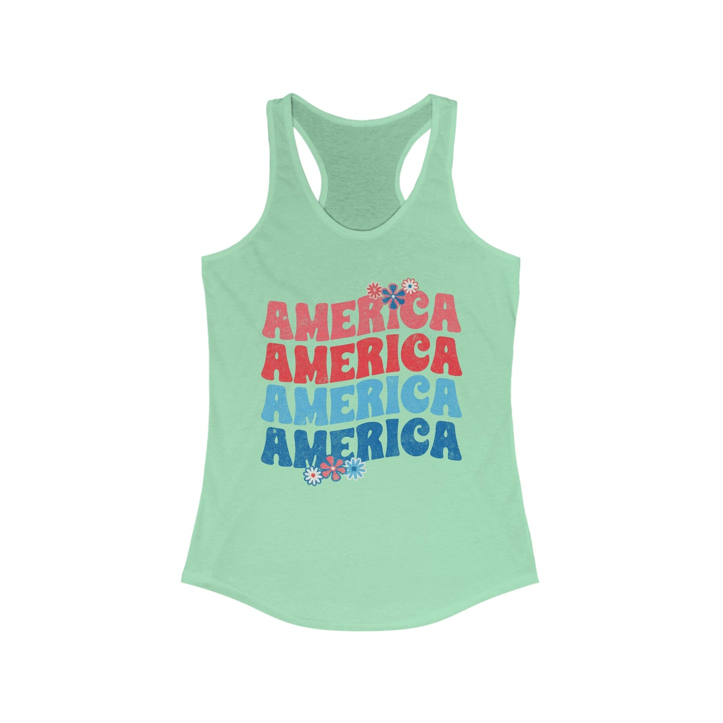 America Floral - Women's Ideal Racerback Tank