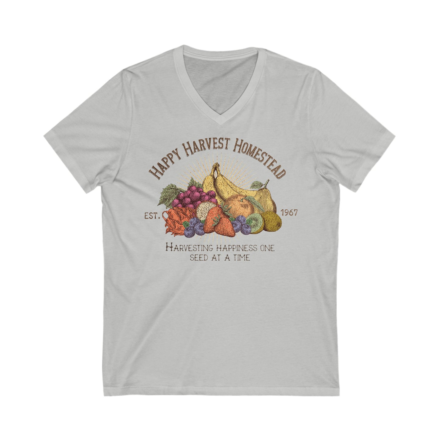 Happy Harvest Homestead, Farmers Market - Unisex Jersey Short Sleeve V-Neck Tee