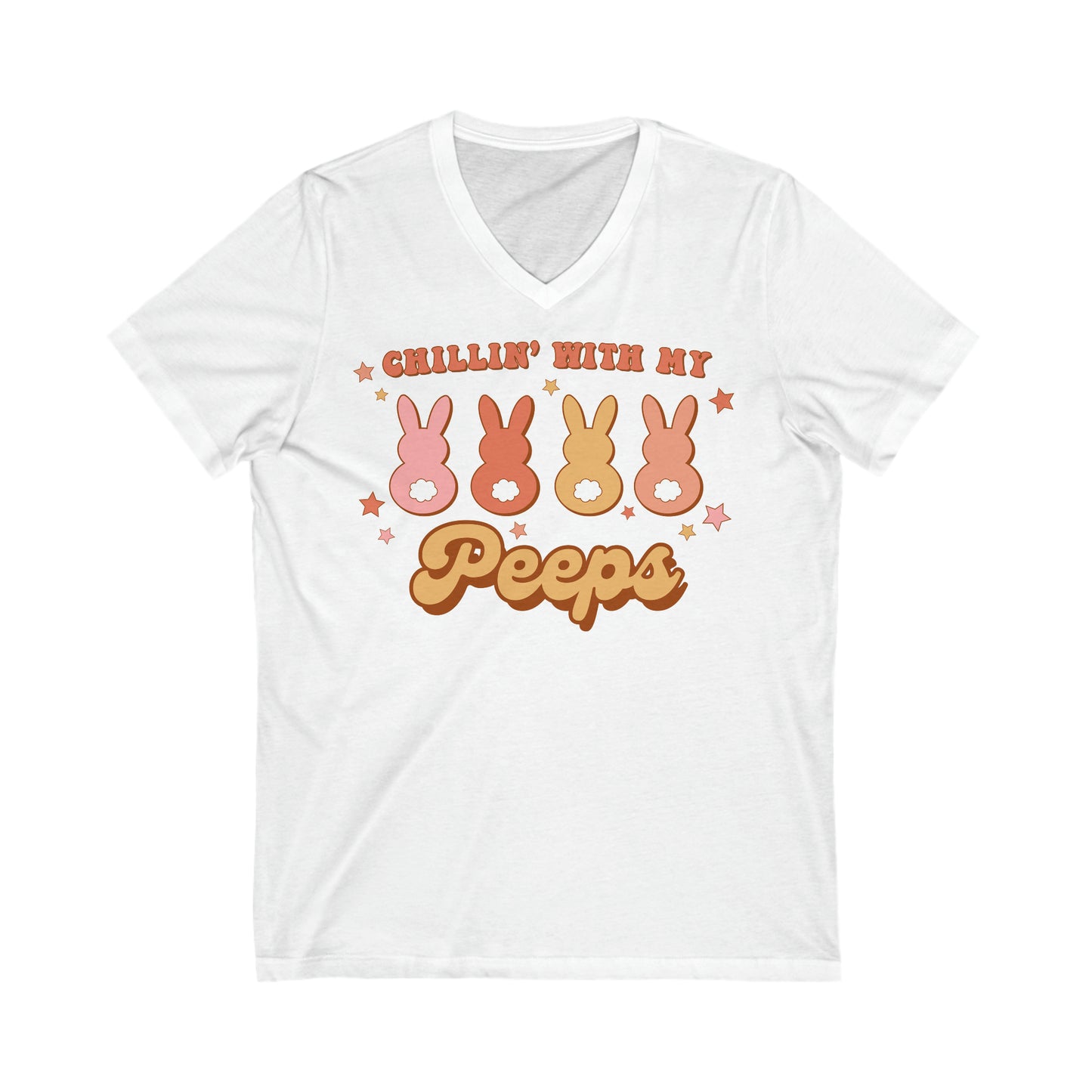 Chillin’ with my Peeps Retro Style - Unisex Jersey Short Sleeve V-Neck Tee