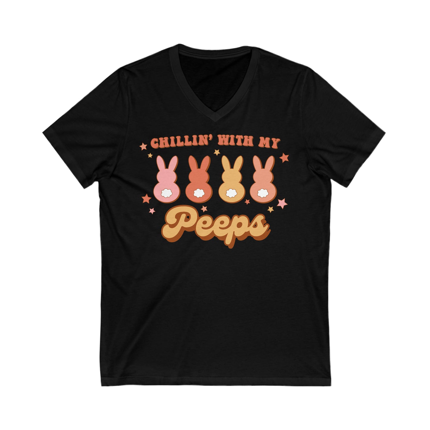 Chillin’ with my Peeps Retro Style - Unisex Jersey Short Sleeve V-Neck Tee