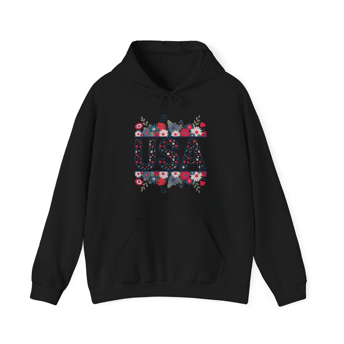 USA Floral - Unisex Heavy Blend™ Hooded Sweatshirt