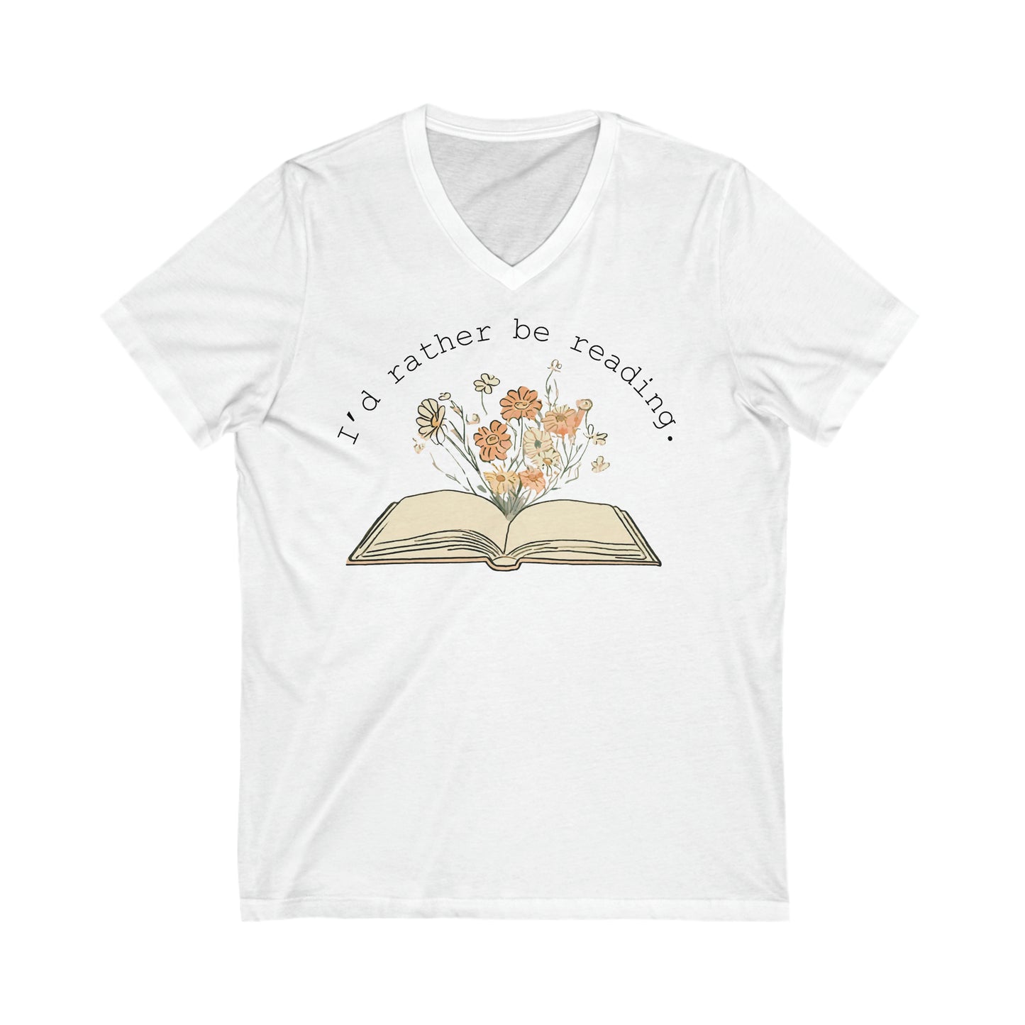 I’d Rather Be Reading - Unisex Jersey Short Sleeve V-Neck Tee