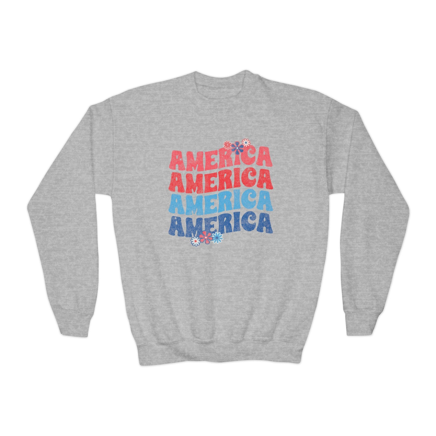 America Floral - Youth Crewneck Sweatshirt