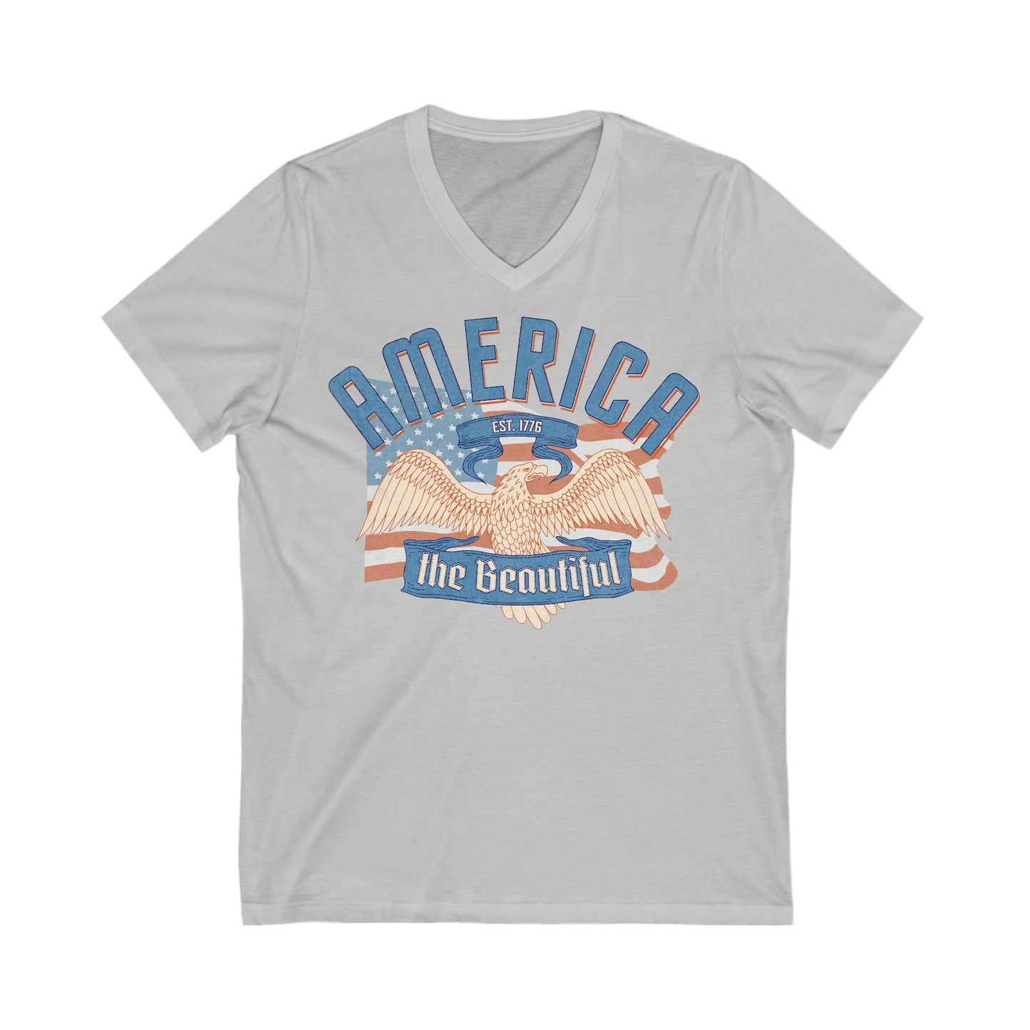 America the Beautiful - Unisex Jersey Short Sleeve V-Neck Tee