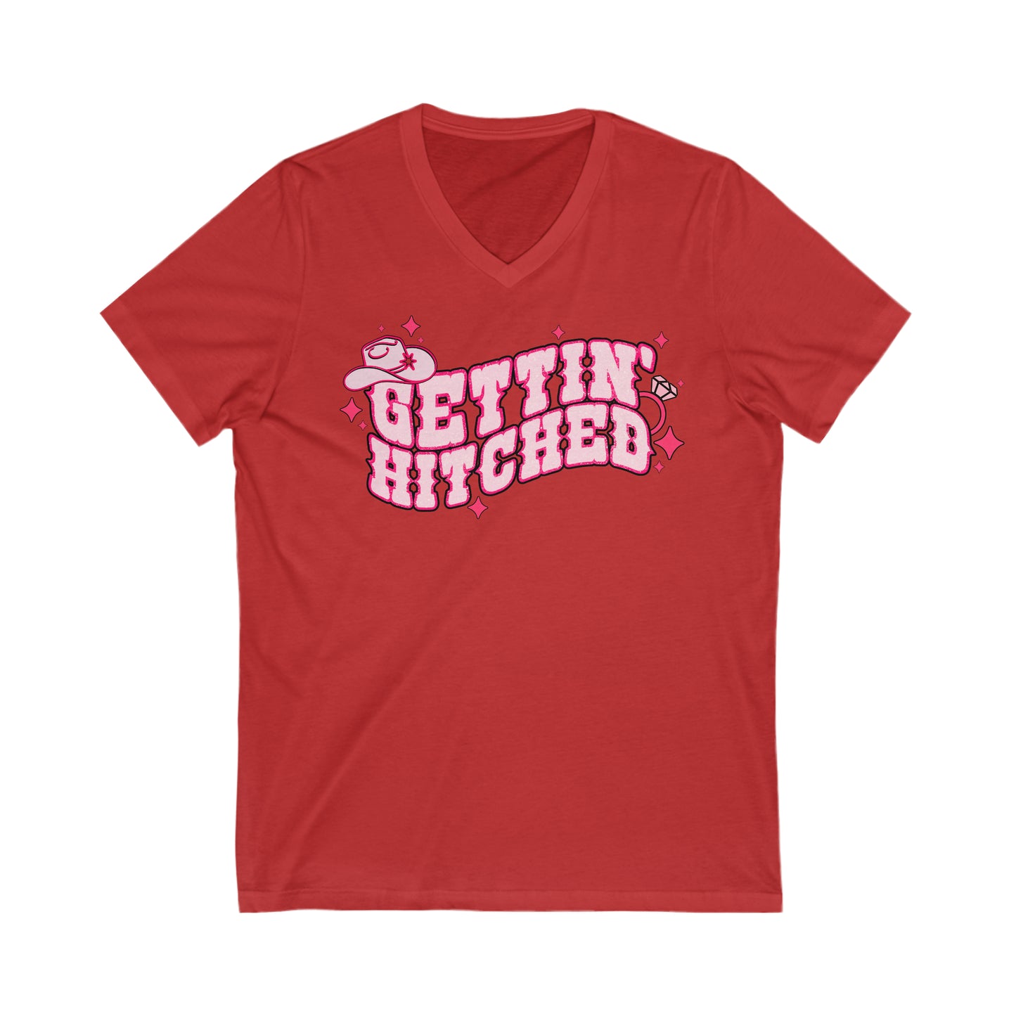 Gettin’ Hitched - Unisex Jersey Short Sleeve V-Neck Tee