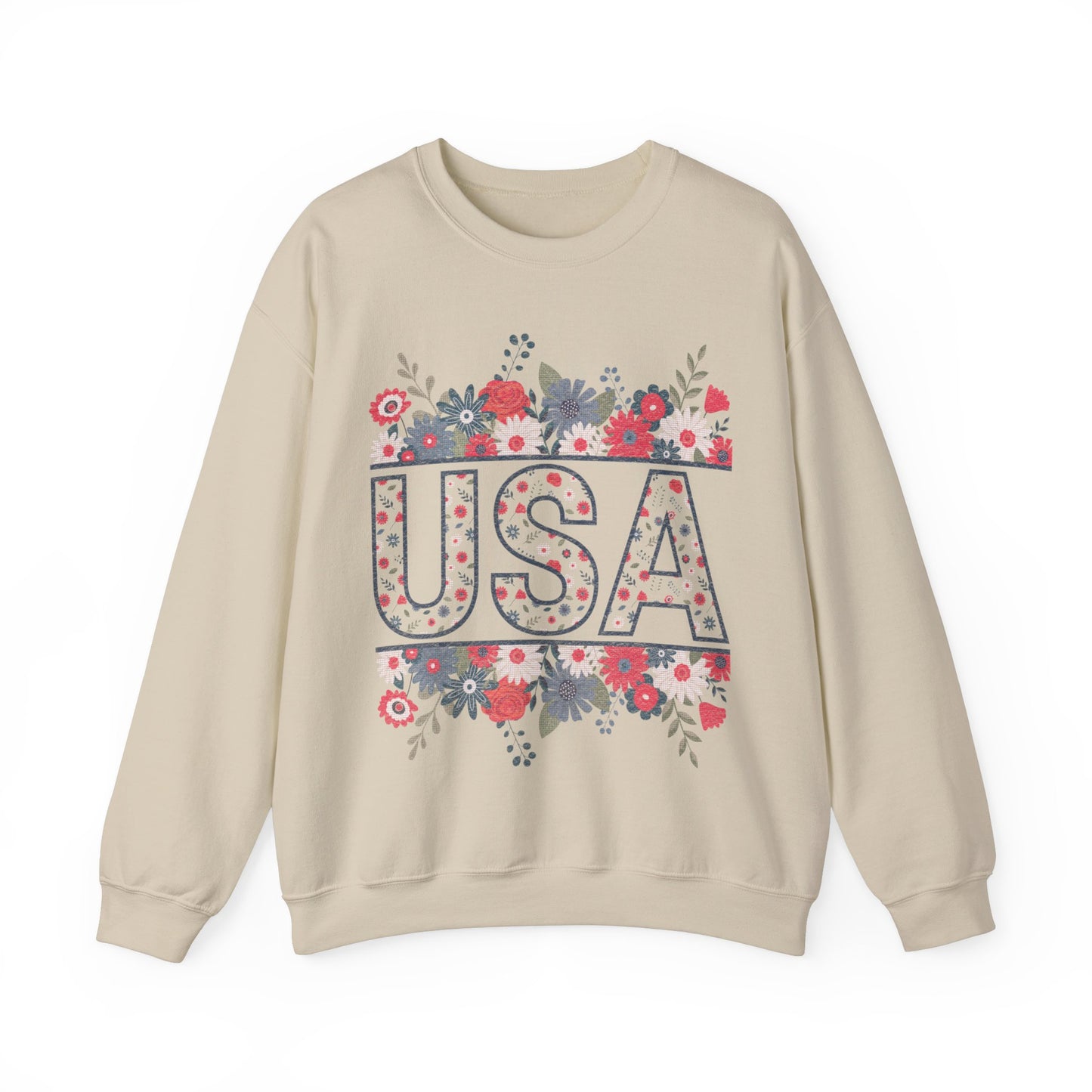 USA Floral - Unisex Heavy Blend™ Crewneck Sweatshirt