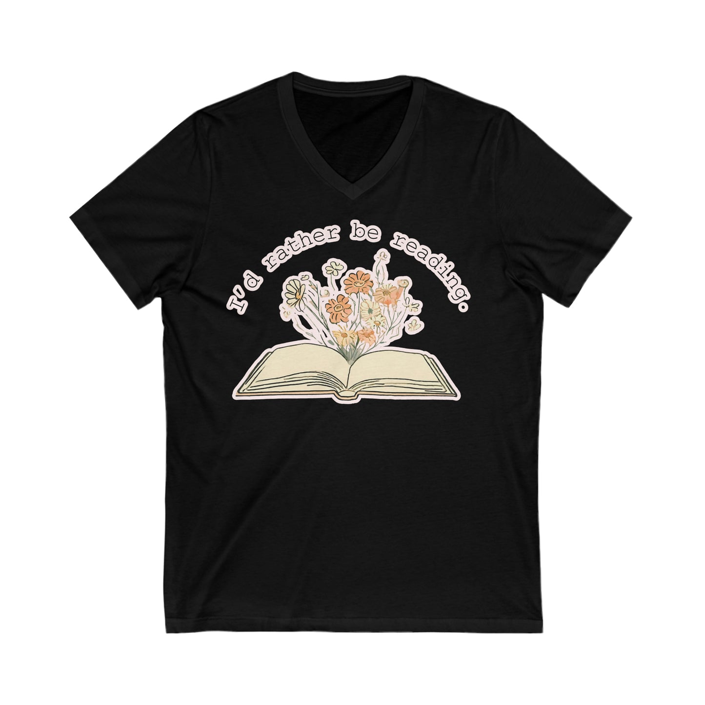 I’d Rather Be Reading - Unisex Jersey Short Sleeve V-Neck Tee