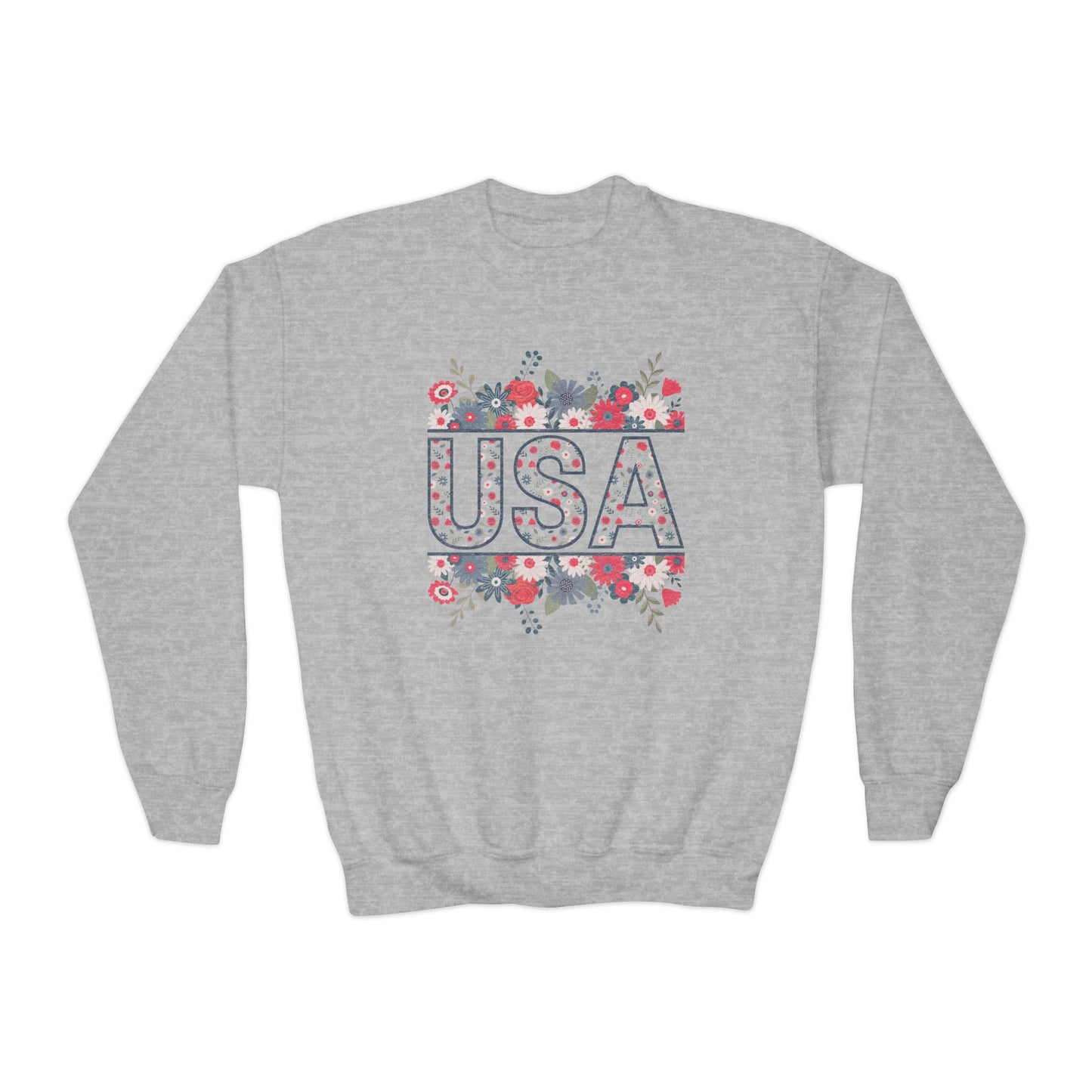 USA Floral - Youth Crewneck Sweatshirt