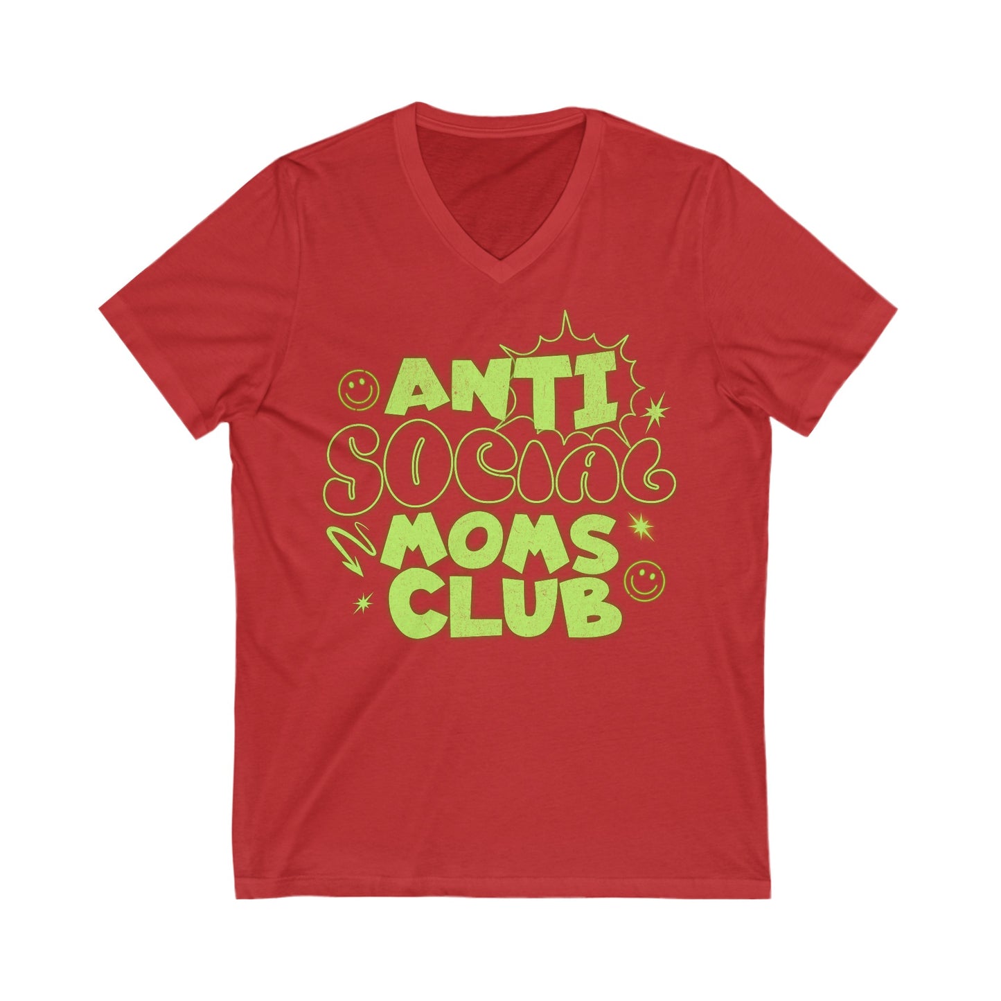 Anti-Social Moms Club Neon - Unisex Jersey Short Sleeve V-Neck Tee