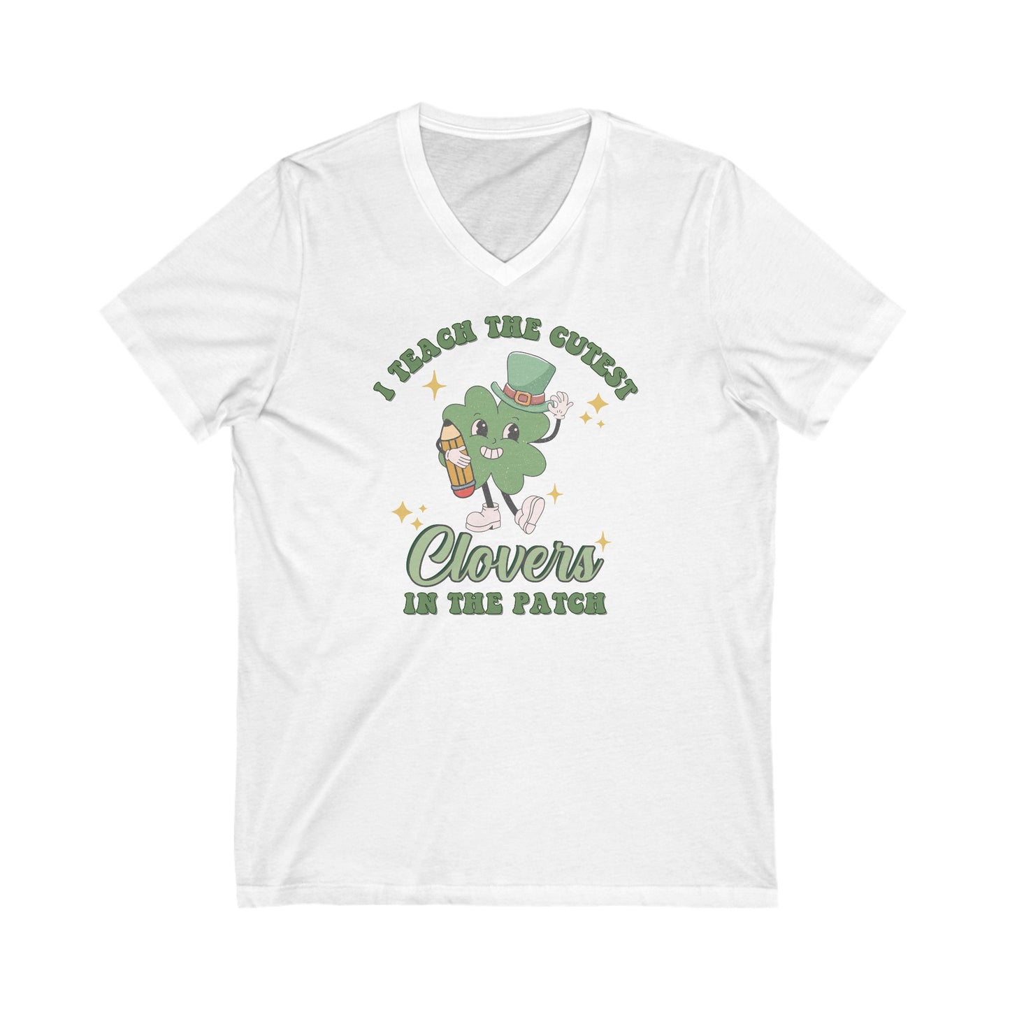 I Teach the Cutest Clovers - Unisex Jersey Short Sleeve V-Neck Tee