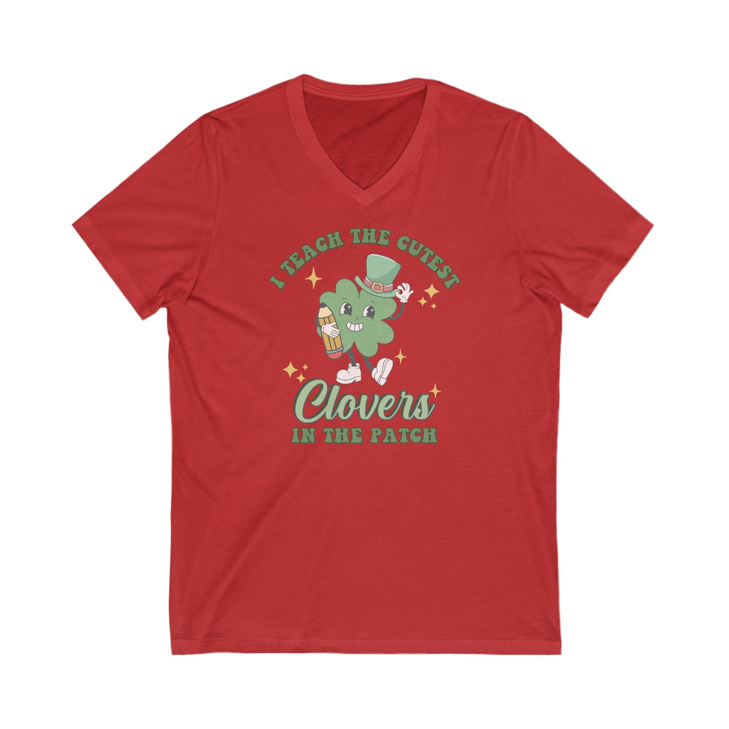 I Teach the Cutest Clovers - Unisex Jersey Short Sleeve V-Neck Tee