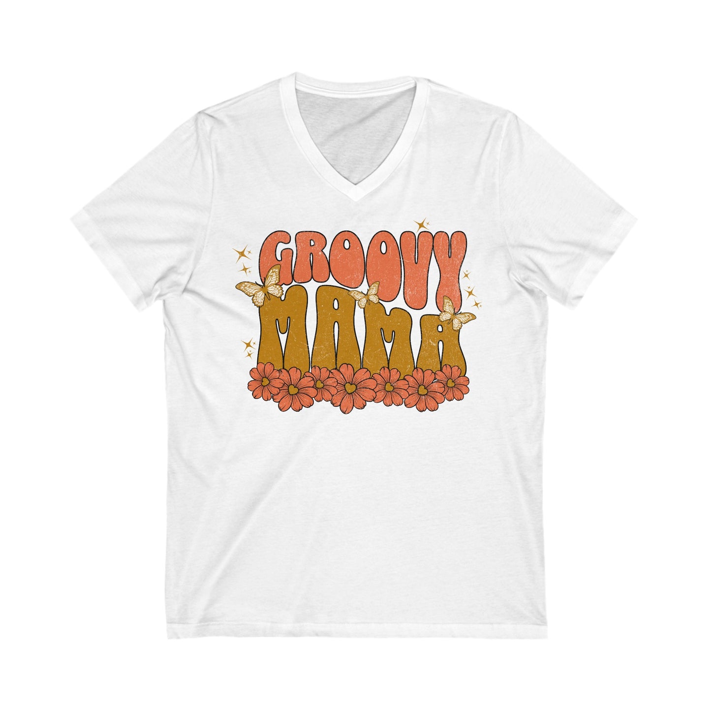 Groovy Mama - Unisex Jersey Short Sleeve V-Neck Tee