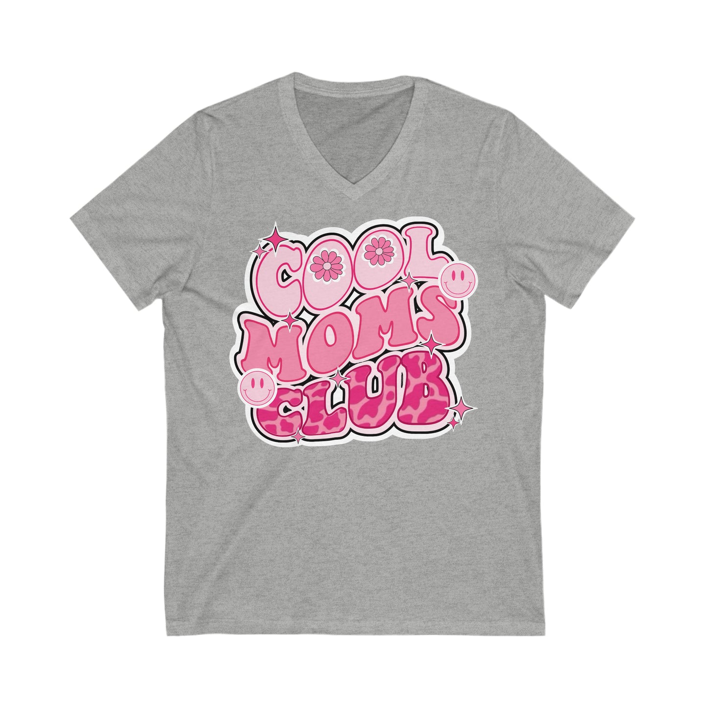 Cool Moms Club Pink - Unisex Jersey Short Sleeve V-Neck Tee