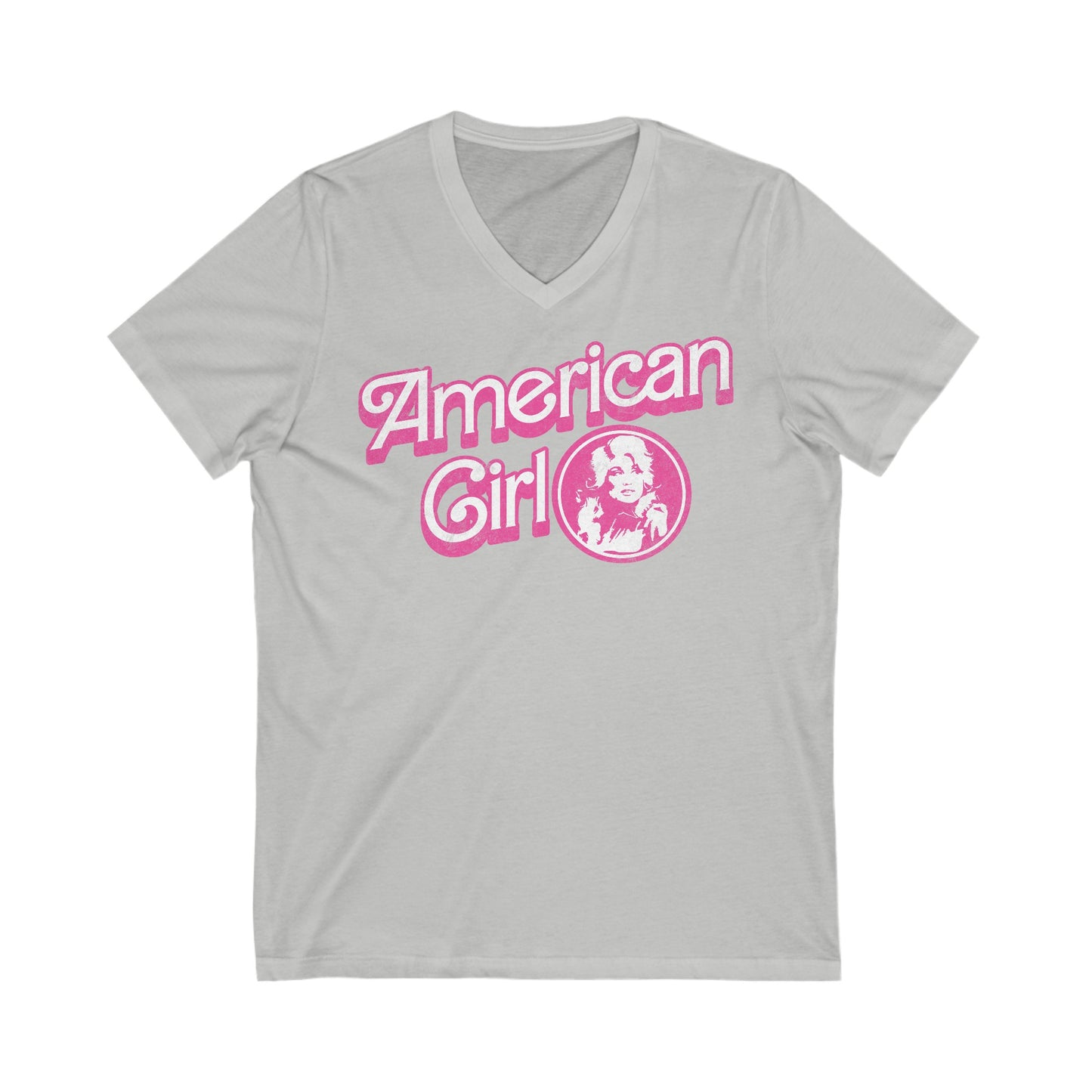 American Girl - Unisex Jersey Short Sleeve V-Neck Tee