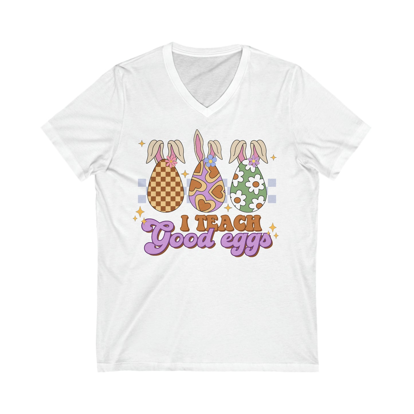 I Teach Good Eggs - Unisex Jersey Short Sleeve V-Neck Tee