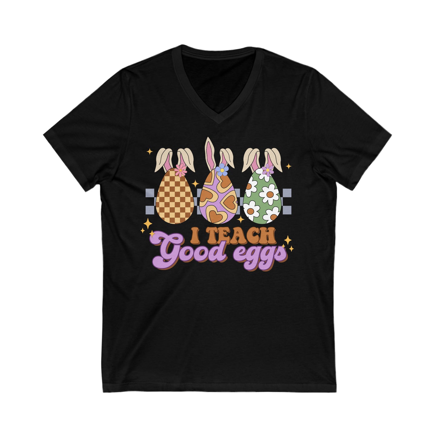 I Teach Good Eggs - Unisex Jersey Short Sleeve V-Neck Tee