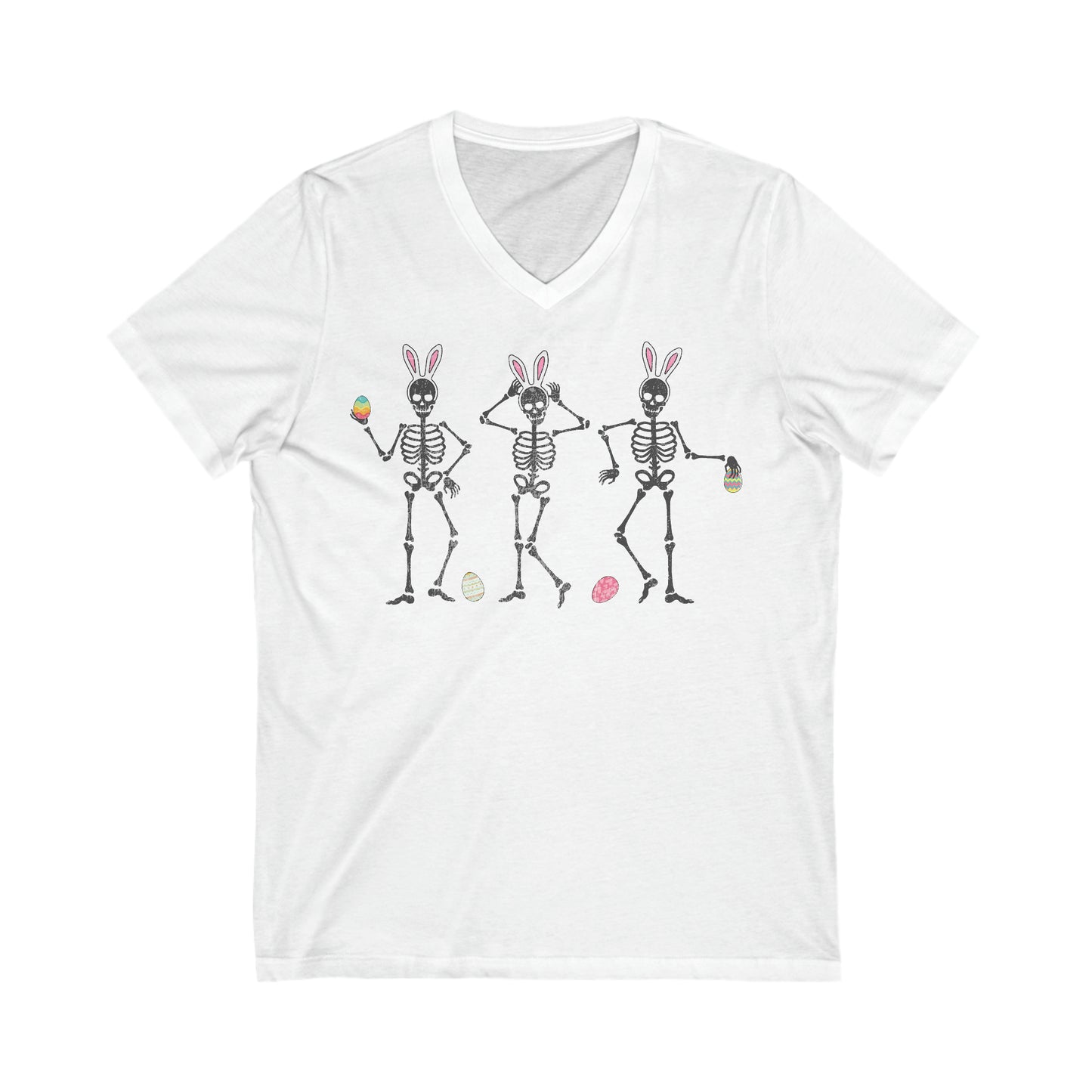 Easter Skeletons - Unisex Jersey Short Sleeve V-Neck Tee