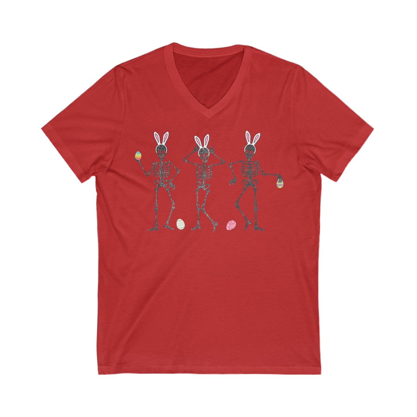 Easter Skeletons - Unisex Jersey Short Sleeve V-Neck Tee