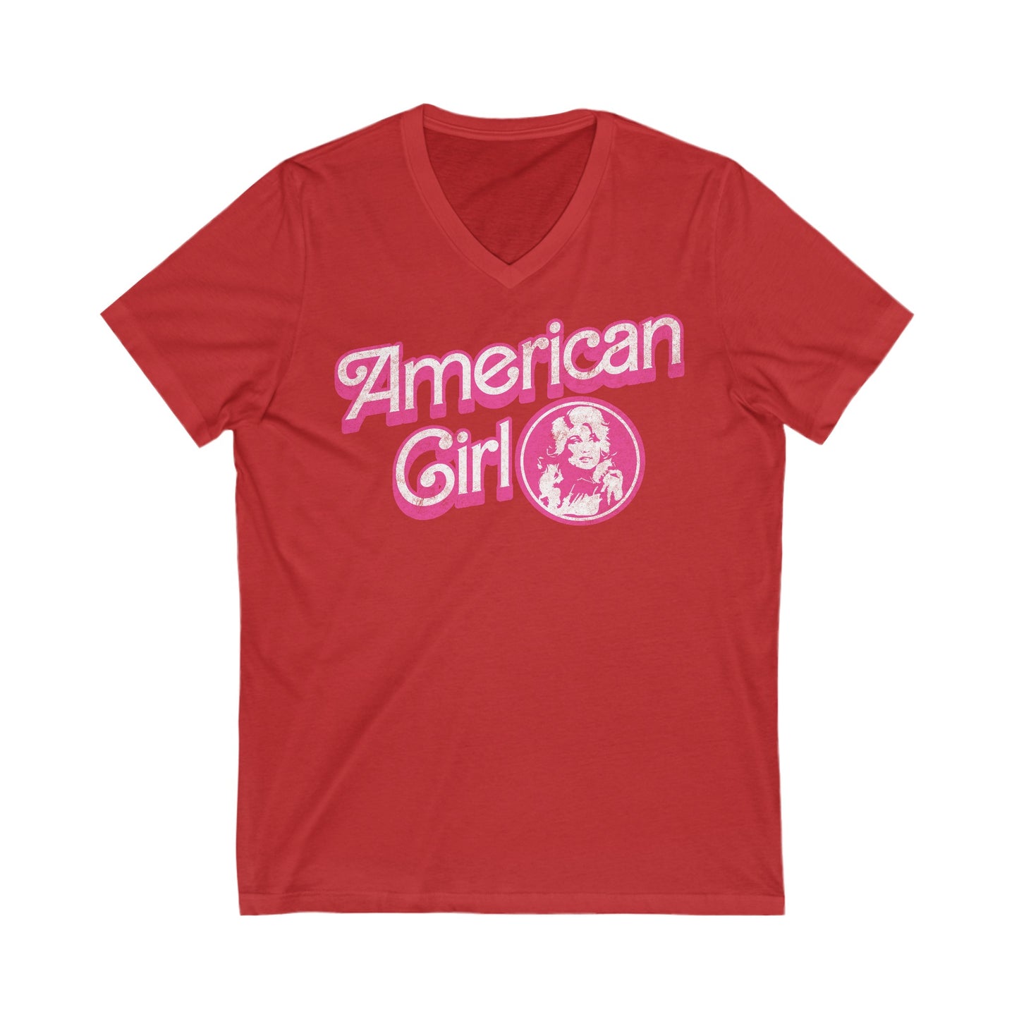 American Girl - Unisex Jersey Short Sleeve V-Neck Tee