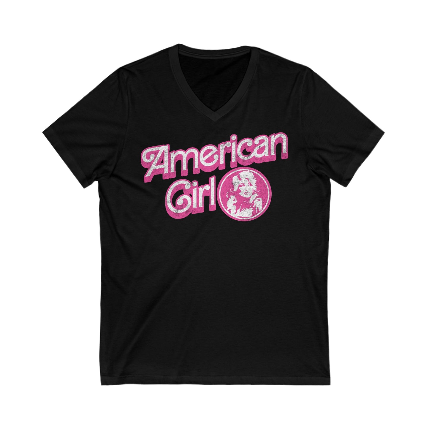 American Girl - Unisex Jersey Short Sleeve V-Neck Tee