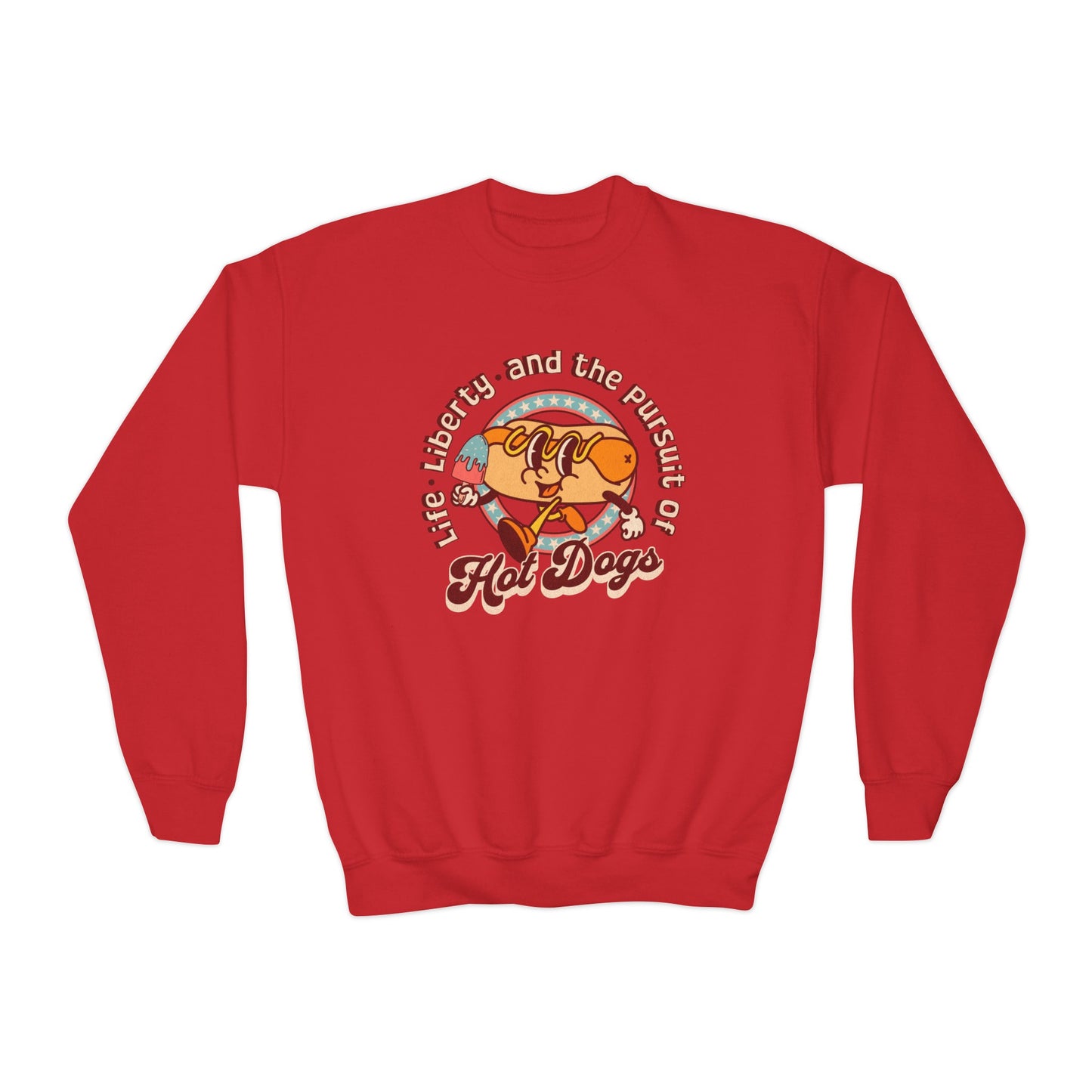 Life, Liberty, and the Pursuit of Hot Dogs - Youth Crewneck Sweatshirt