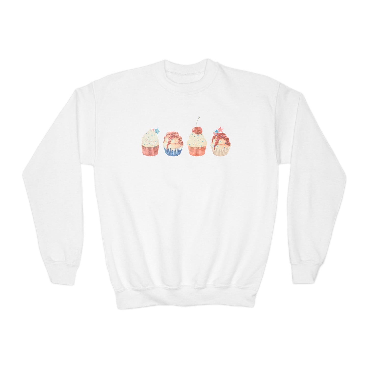 Fourth of July Cupcakes - Youth Crewneck Sweatshirt