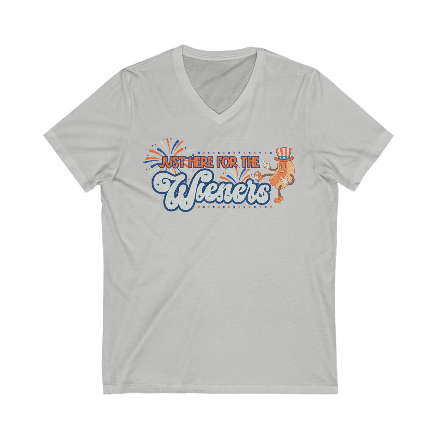 Just Here for the Wieners - Unisex Jersey Short Sleeve V-Neck Tee