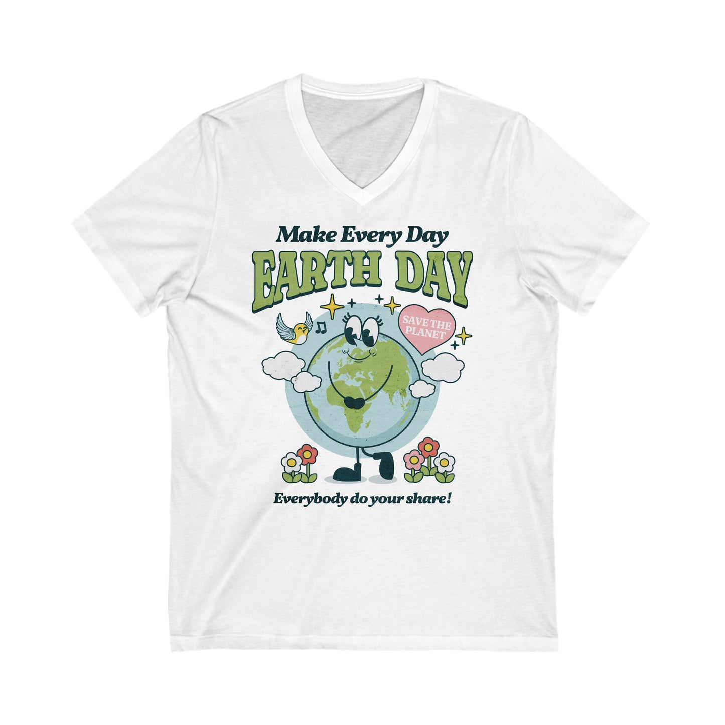 Earth Day - Unisex Jersey Short Sleeve V-Neck Tee