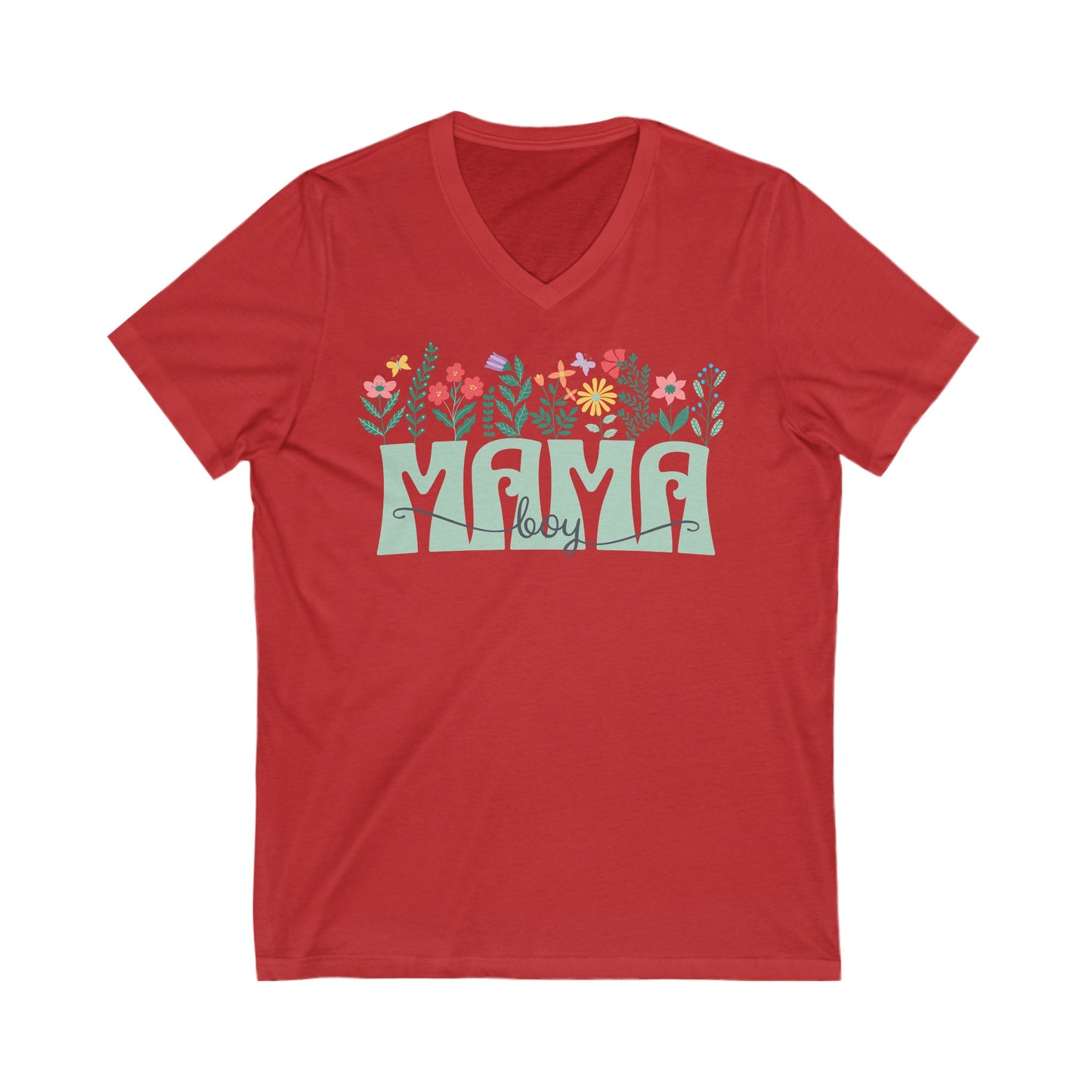 Boy Mom Floral - Unisex Jersey Short Sleeve V-Neck Tee