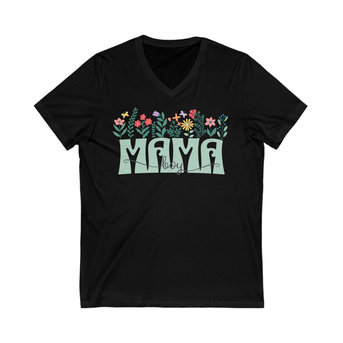 Boy Mom Floral - Unisex Jersey Short Sleeve V-Neck Tee