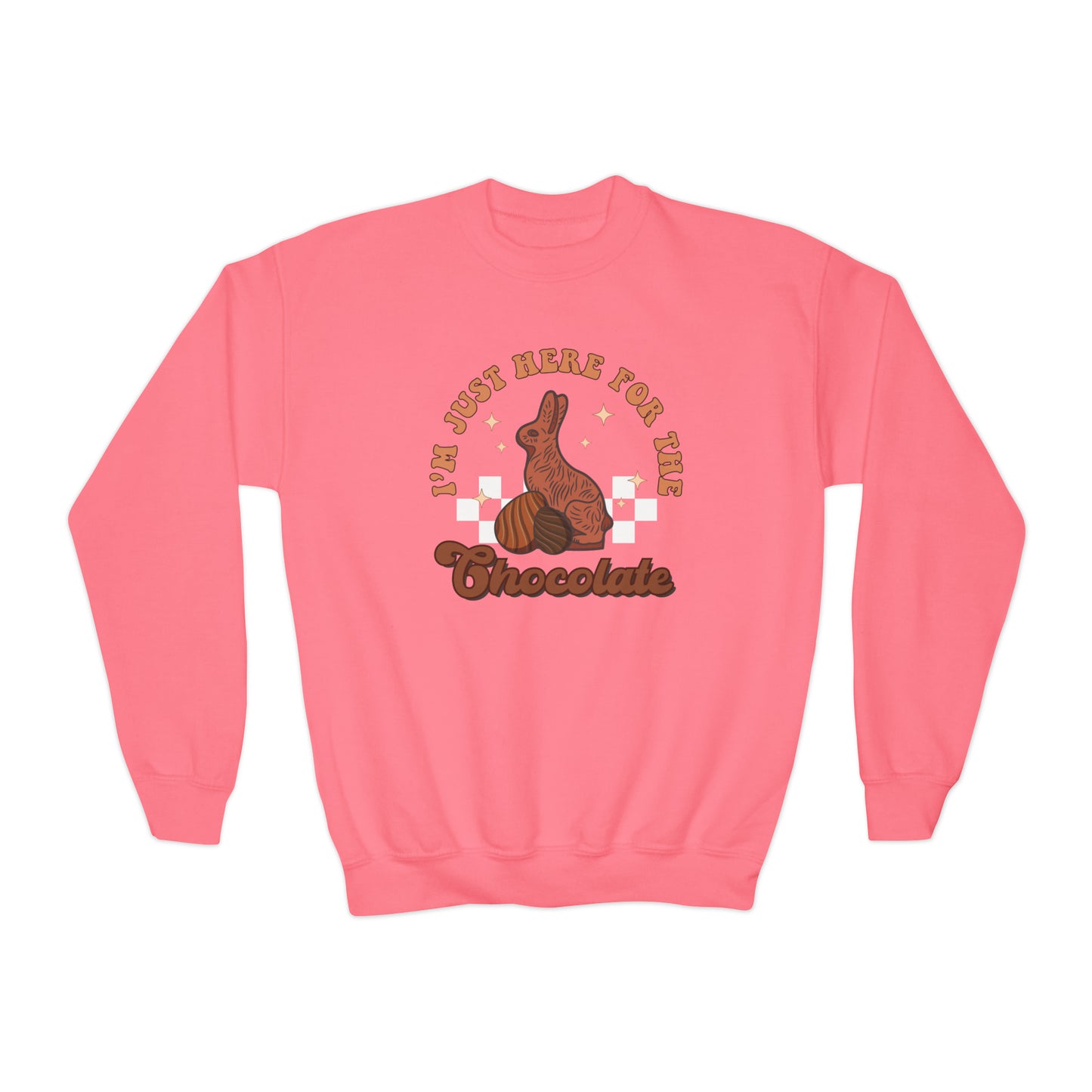 I'm Just Here for the Chocolate - Youth Crewneck Sweatshirt