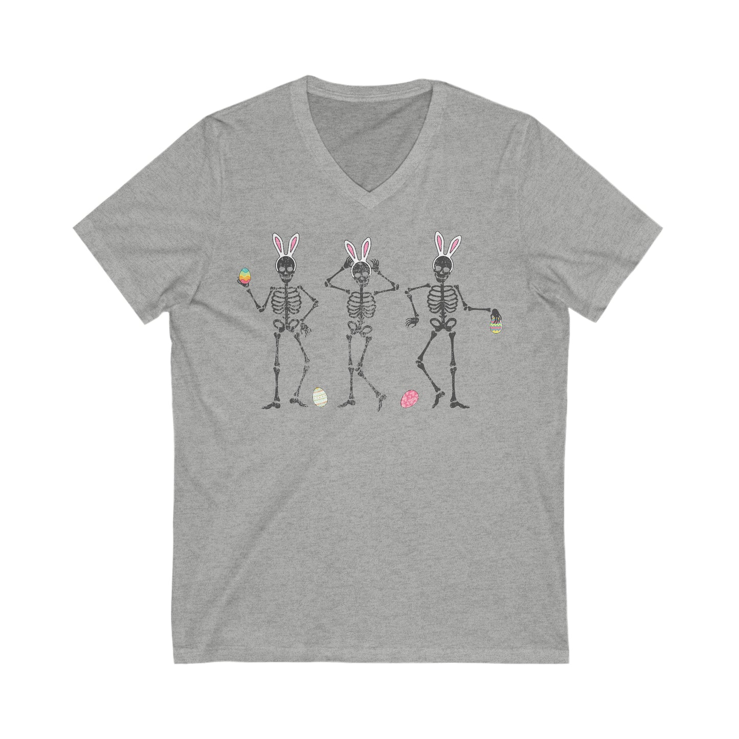 Easter Skeletons - Unisex Jersey Short Sleeve V-Neck Tee