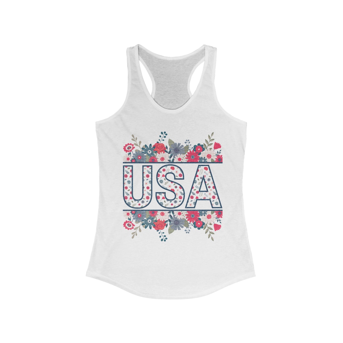 USA Floral - Women's Ideal Racerback Tank