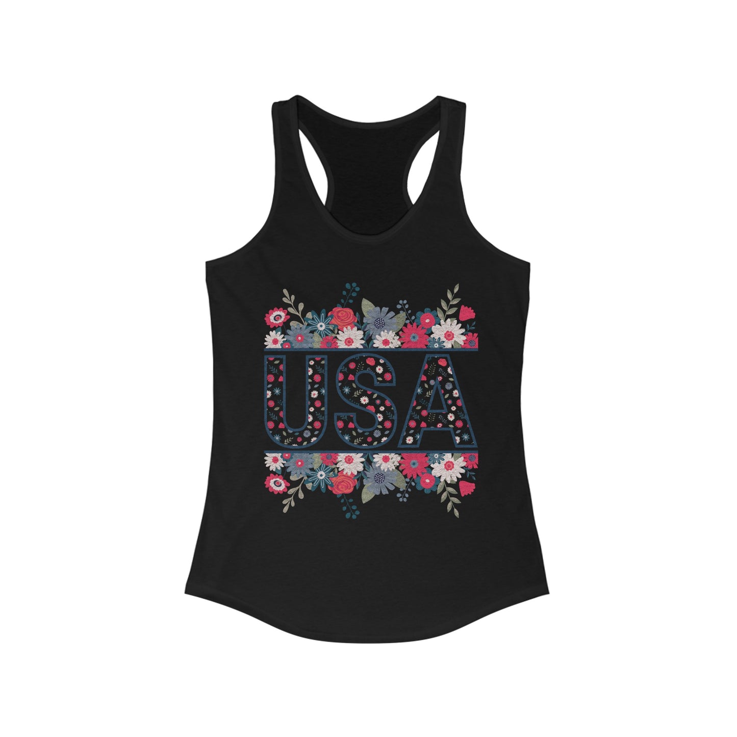 USA Floral - Women's Ideal Racerback Tank