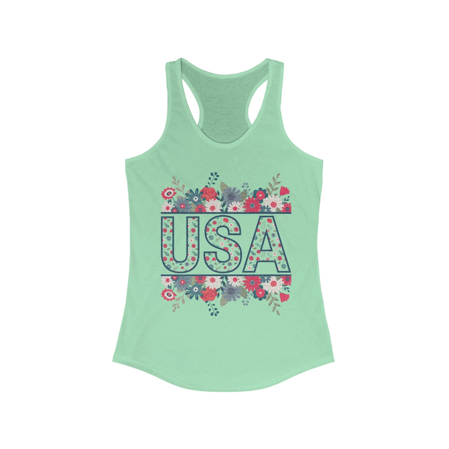 USA Floral - Women's Ideal Racerback Tank